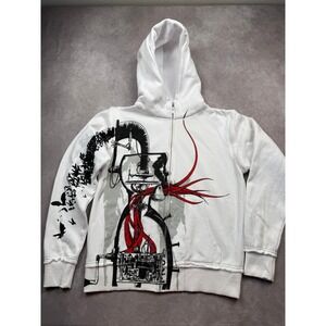The Used Band Sarin Men S White Graphic Hoodie Sweatshirt Industrial Goth Y2K